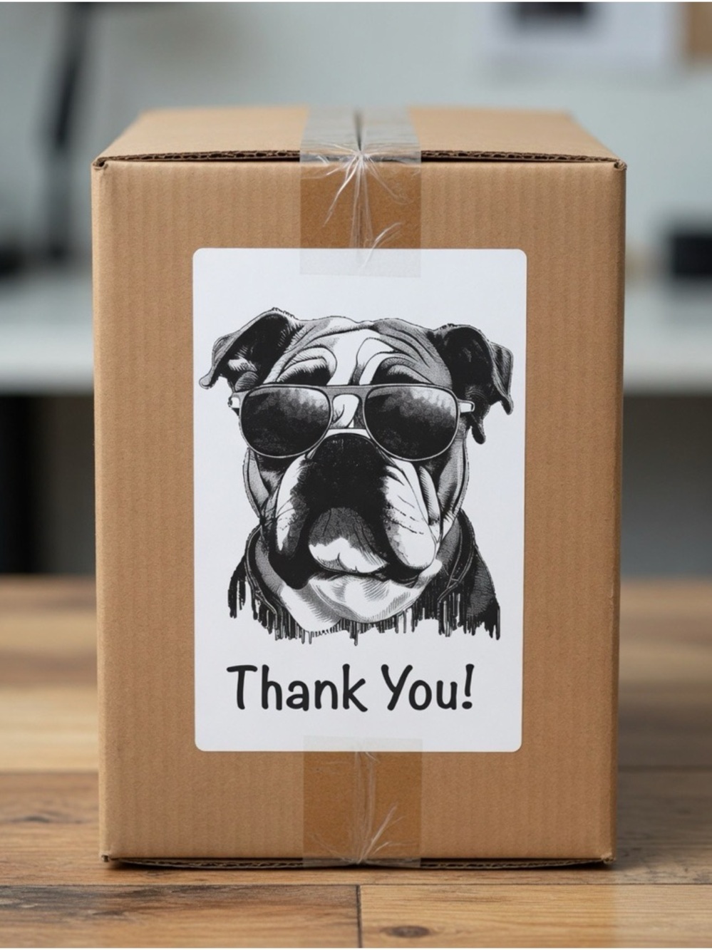 Old English Bulldog Thank You Labels 4”x6”-100ct.